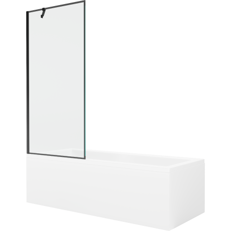 Mexen Cubik wanna prostokątna 160 x 70 cm z obudową i parawanem 1-skrzydłowym 80 cm, czarny wzór - 550316070X9508007070