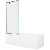 Mexen Cubik pravokutna kada 160 x 70 cm s oplatom i jednim sklopivim zaslonom 80 cm, crni uzorak - 550316070X9508007070