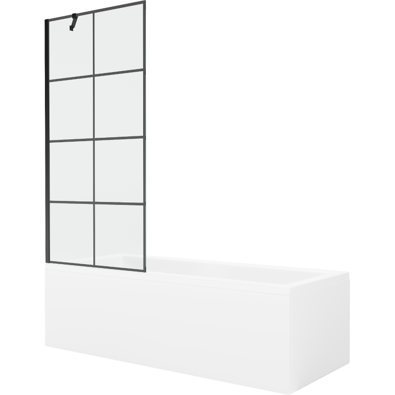 Mexen Cubik rechteckige Badewanne 160 x 70 cm mit Verkleidung und 1-flügeliger Duschwand 80 cm, schwarzes Muster - 550316070X95?