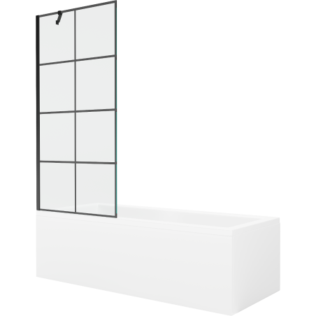 Mexen Cubik wanna prostokątna 160 x 70 cm z obudową i parawanem 1-skrzydłowym 80 cm, czarny wzór - 550316070X9508007077