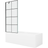 Mexen Cubik vasca da bagno rettangolare 160 x 70 cm con pannello e paravento a 1 anta 80 cm, motivo nero - 550316070X9508007077