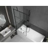Mexen Cubik rechteckige Badewanne 160 x 70 cm mit Verkleidung und 1-flügeliger Duschwand 80 cm, schwarzes Muster - 550316070X95?
