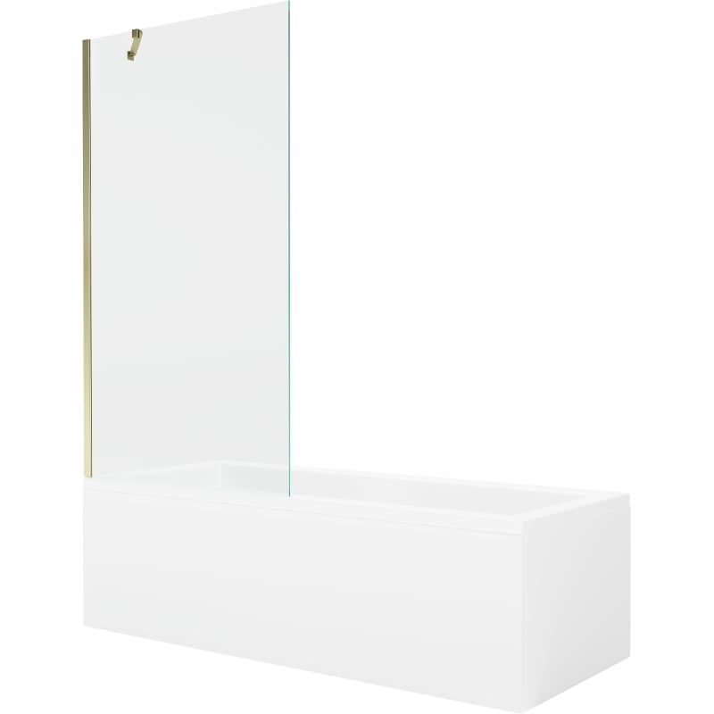 Mexen Cubik rechthoekig bad 160 x 70 cm met ombouw en 1-deurs scherm 90 cm, transparant, goud - 550316070X9509000050