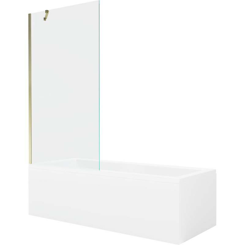Mexen Cubik rechthoekig bad 160 x 70 cm met omkasting en 1-delige scherm 90 cm, transparant, goud - 550316070X9509000050