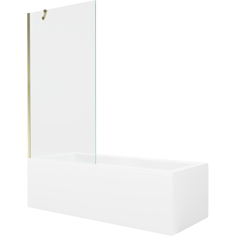 Mexen Cubik taisnstūrveida vanna 160 x 70 cm ar apdari un 1 viru aizslietni 90 cm, caurspīdīga, zelta - 550316070X9509000050
