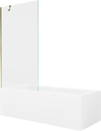 Mexen Cubik suorakulmainen kylpyamme 160 x 70 cm, kotelo ja yksiosainen 90 cm suihkuseinä, läpinäkyvä, kultainen