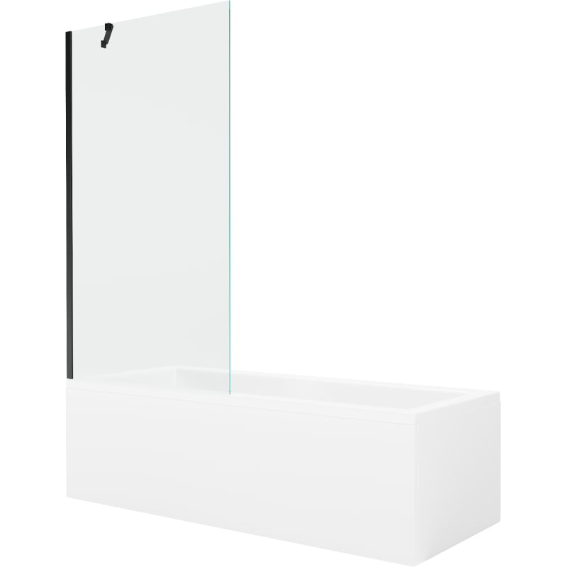 Mexen Cubik taisnstūra vanna 160 x 70 cm ar pārsegu un 1-spārnu starpsienu 90 cm, caurspīdīga, melna - 550316070X9509000070