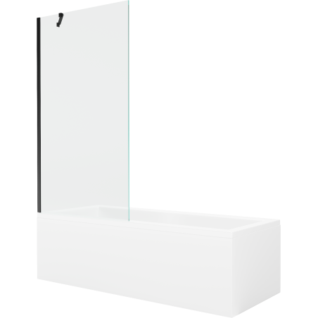 Mexen Cubik wanna prostokątna 160 x 70 cm z obudową i parawanem 1-skrzydłowym 90 cm, transparent, czarny - 550316070X9509000070