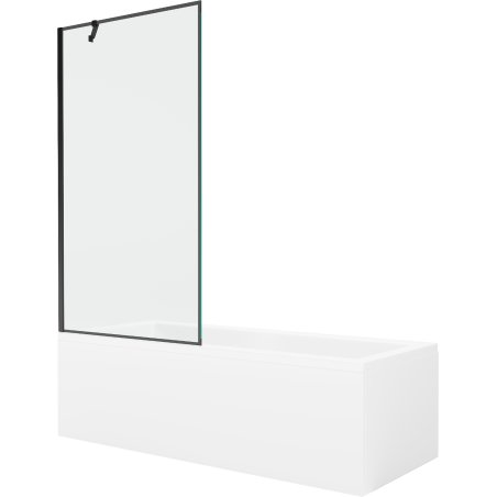 Mexen Cubik vasca da bagno rettangolare 160 x 70 cm con pannello e paravento a 1 anta 90 cm, motivo nero - 550316070X9509007070