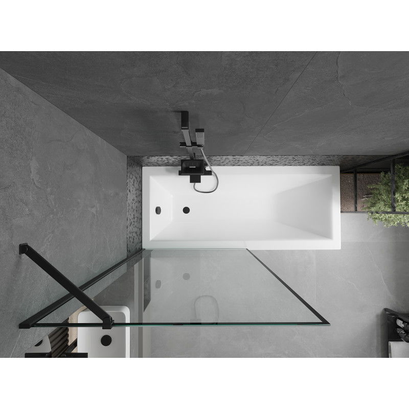 Mexen Cubik Ορθογώνια μπανιέρα 160 x 70 cm με επένδυση και 1-φύλλο παραβάν 90 cm,