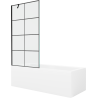 Mexen Cubik rectangular bathtub 160 x 70 cm with casing and 1-wing screen 90 cm, black pattern - 550316070X9509007077