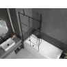 Mexen Cubik rectangular bath 160 x 70 cm with casing and 1-wing screen 90 cm, black pattern - 550316070X9509007077