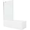 Mexen Cubik wanna prostokątna 160 x 70 cm z obudową i parawanem 1-skrzydłowym 100 cm, transparent, chrom - 550316070X9510000001