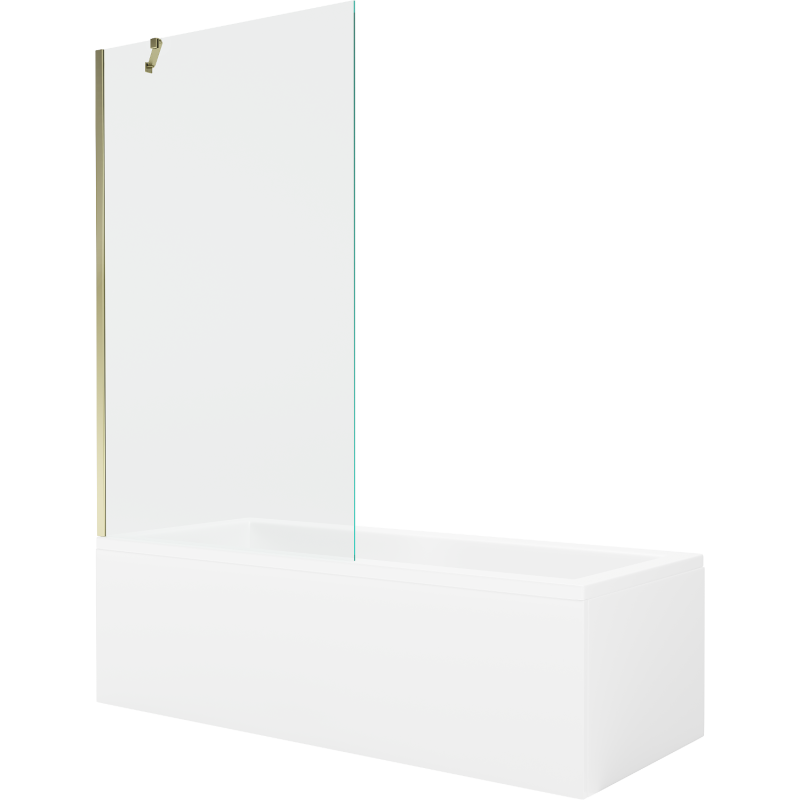 Mexen Cubik baignoire rectangulaire 160 x 70 cm avec habillage et paroi pare-douche 1-volet 100 cm, transparent, doré - 5503160?