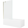 Mexen Cubik wanna prostokątna 160 x 70 cm z obudową i parawanem 1-skrzydłowym 100 cm, transparent, złoty - 550316070X9510000050