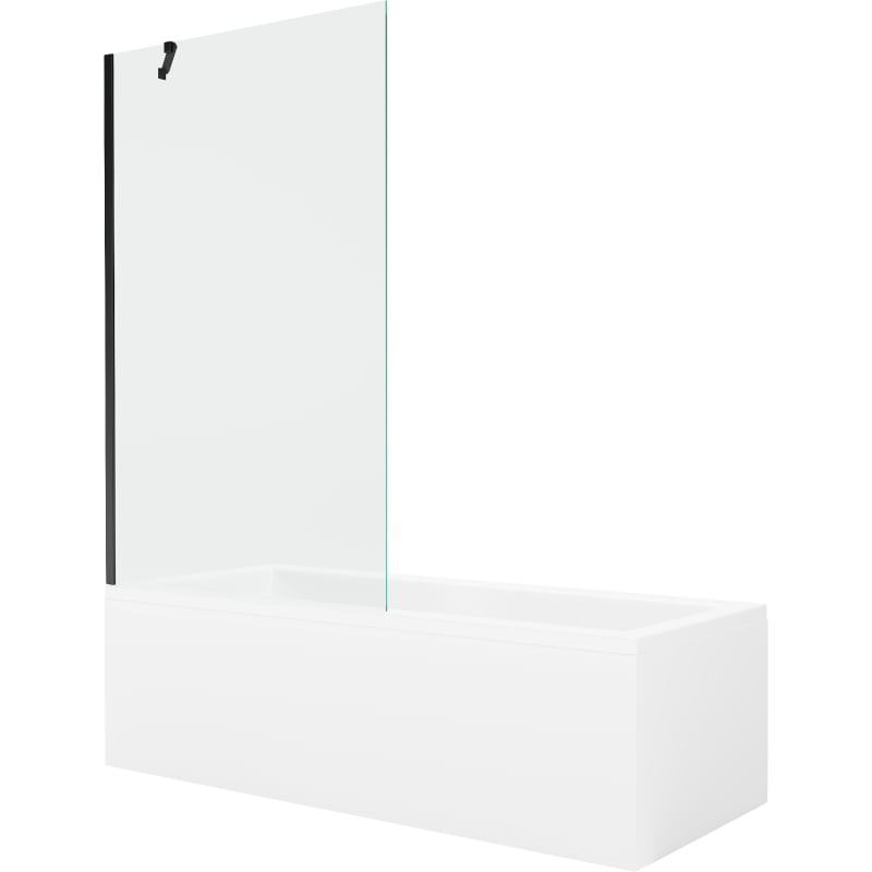 Mexen Cubik rechthoekig bad 160 x 70 cm met bekleding en 1-vleugelig scherm 100 cm, transparant, zwart - 550316070X9510000070