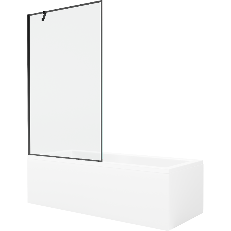 Mexen Cubik banheira retangular 160 x 70 cm com painel e tela de 1 folha 100 cm, padrão preto - 550316070X9510007070