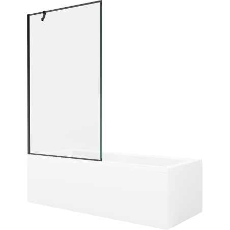 Mexen Cubik rechteckige Wanne 160 x 70 cm mit Verkleidung und 1-flügeliger Trennwand 100 cm, schwarzes Muster