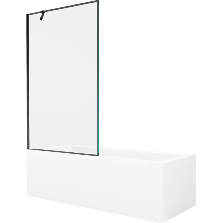 Mexen Cubik rectangular bathtub 160 x 70 cm with casing and 1-wing screen 100 cm, black pattern - 550316070X9510007070