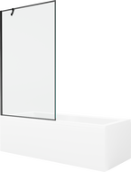 Mexen Cubik bañera rectangular 160 x 70 cm con carcasa y mampara de 1 hoja 100 cm, diseño negro - 550316070X9510007070