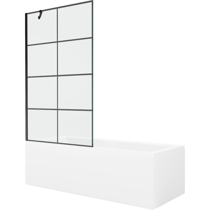 Mexen Cubik vasca rettangolare 160 x 70 cm con rivestimento e pannello a 1 anta 100 cm, motivo nero - 550316070X9510007077
