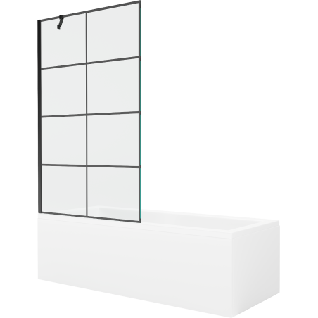 Mexen Cubik vasca rettangolare 160 x 70 cm con rivestimento e pannello a 1 anta 100 cm, motivo nero - 550316070X9510007077