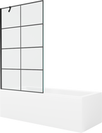 Mexen Cubik rechthoekig bad 160 x 70 cm met behuizing en 1-delige schermwand 100 cm, zwart patroon - 550316070X9510007077