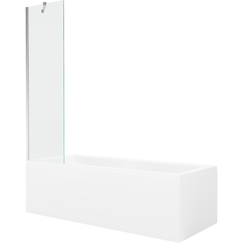 Mexen Cubik Rechteckbadewanne 170 x 70 cm mit Verkleidung und einflügeligem 50 cm Paravent, transparent, chrom - 550317070X9505?