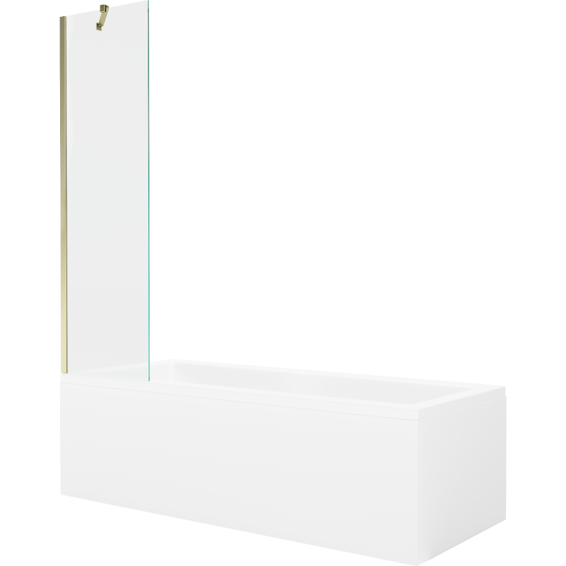 Mexen Cubik rechthoekig bad 170 x 70 cm met ombouw en 1-vleugelig scherm 50 cm, transparant, goud - 550317070X9505000050