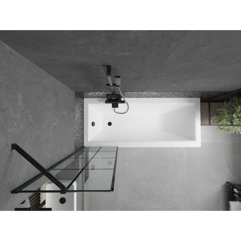 Mexen Cubik pravokotna kad 170 x 70 cm z oblogo in enokrilnim zaslonom 50 cm, črni vzorec - 550317070X9505007077