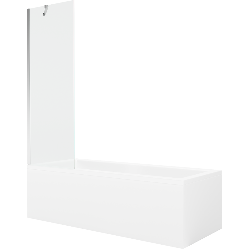 Mexen Cubik wanna prostokątna 170 x 70 cm z obudową i parawanem 1-skrzydłowym 60 cm, transparent, chrom - 550317070X9506000001