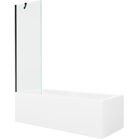 Mexen Cubik wanna prostokątna 170 x 70 cm z obudową i parawanem 1-skrzydłowym 60 cm, transparent, czarny - 550317070X9506000070