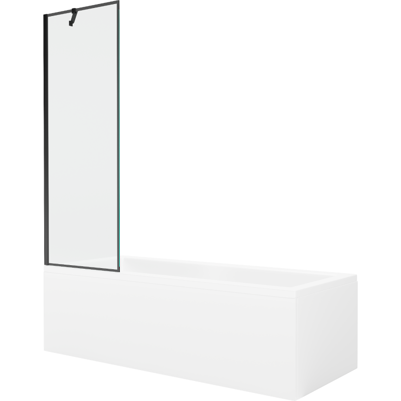 Mexen Cubik baignoire rectangulaire 170 x 70 cm avec habillage et pare-baignoire pivotant 60 cm, motif noir - 550317070X9506007?