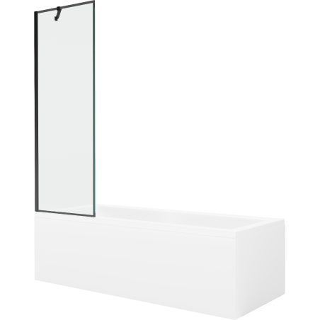 Mexen Cubik taisnstūra vanna 170 x 70 cm ar apdari un viena spārna ekrānu 60 cm, melns raksts - 550317070X9506007070