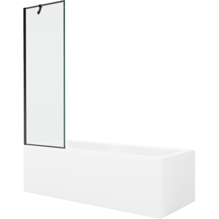 Mexen Cubik vasca da bagno rettangolare 170 x 70 cm con pannello e paravento a 1 anta 60 cm, motivo nero - 550317070X9506007070