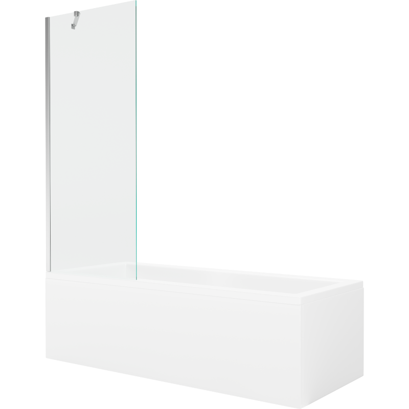 Mexen Cubik baignoire rectangulaire 170 x 70 cm avec habillage et paravent 1-volet 70 cm, transparent, chrome - 550317070X95070?