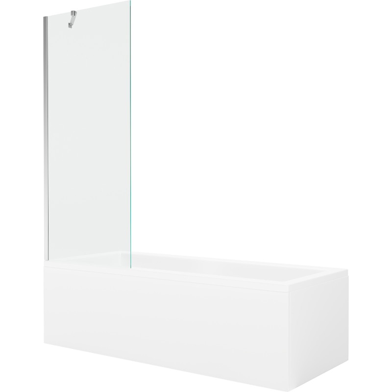 Mexen Cubik rechthoekig bad 170 x 70 cm met ombouw en 1-delige scherm 70 cm, transparant, chroom - 550317070X9507000001