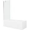 Mexen Cubik bañera rectangular de 170 x 70 cm con panel y mampara de 1 hoja de 70 cm, transparente, cromo