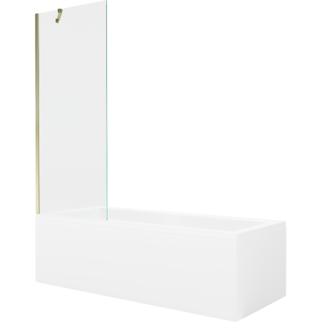 Mexen Cubik wanna prostokątna 170 x 70 cm z obudową i parawanem 1-skrzydłowym 70 cm, transparent, złoty - 550317070X9507000050