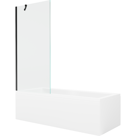 Mexen Cubik wanna prostokątna 170 x 70 cm z obudową i parawanem 1-skrzydłowym 80 cm, transparent, czarny - 550317070X9508000070