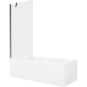 Mexen Cubik rechteckige Badewanne 170 x 70 cm mit Verkleidung und 1-flügeliger 80 cm Duschwand, transparent, schwarz