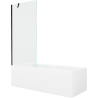 Mexen Cubik wanna prostokątna 170 x 70 cm z obudową i parawanem 1-skrzydłowym 80 cm, transparent, czarny - 550317070X9508000070