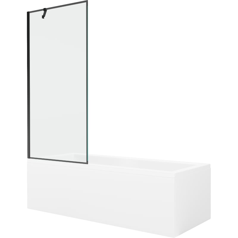 Mexen Cubik pravokutna kada 170 x 70 cm s oblogom i paravanom s 1 krilom 80 cm, crni uzorak - 550317070X9508007070