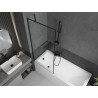 Mexen Cubik pravokutna kada 170 x 70 cm s oblogom i paravanom s 1 krilom 80 cm, crni uzorak - 550317070X9508007070