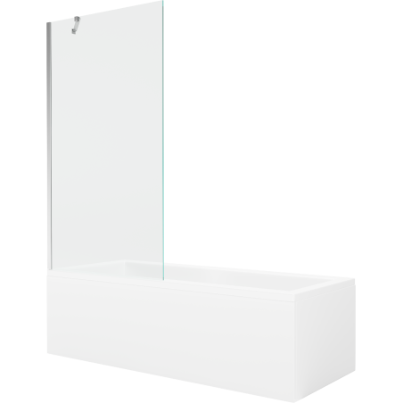 Mexen Cubik rectangular bathtub 170 x 70 cm with panel and 1-wing screen 90 cm, transparent, chrome - 550317070X9509000001