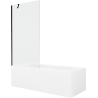 Mexen Cubik wanna prostokątna 170 x 70 cm z obudową i parawanem 1-skrzydłowym 90 cm, transparent, czarny - 550317070X9509000070