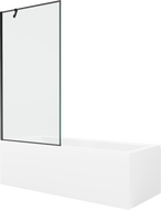 Mexen Cubik Rechteckeg Buedzëmmer 170 x 70 cm mat Verkleedung an 1-Flillekepschirm 90 cm, schwaarzt Muster