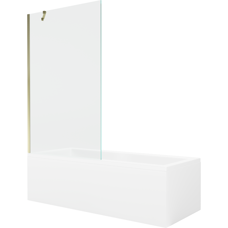 Mexen Cubik rechthoekig bad 170 x 70 cm met omhulsel en 1-deurs scherm 100 cm, transparant, goud - 550317070X9510000050