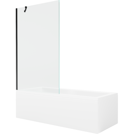 Mexen Cubik bañera rectangular 170 x 70 cm con carcasa y mampara de 1 hoja 100 cm, transparente, negro - 550317070X9510000070