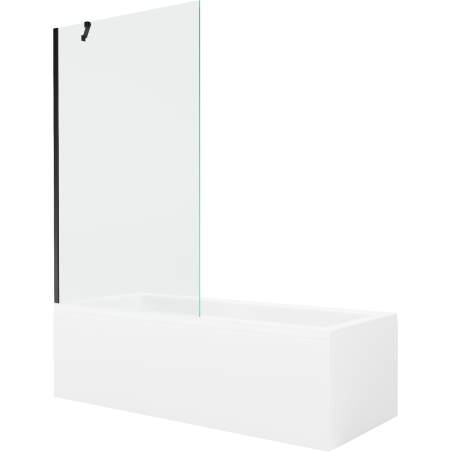Mexen Cubik wanna prostokątna 170 x 70 cm z obudową i parawanem 1-skrzydłowym 100 cm, transparent, czarny - 550317070X9510000070